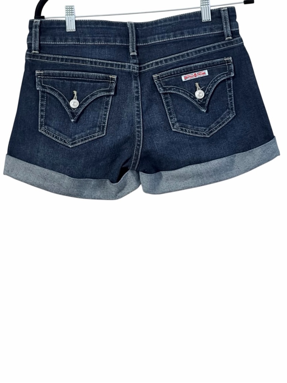 Hudson Denim Cuffed Shorts Flap Pocket Dark Wash Jean Shorts - Picture 10 of 10